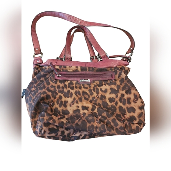 B. Makowsky Vintage Mauve Hobo Slouchy 12" x 16" Leopard Lined Purse Large - Picture 14 of 16